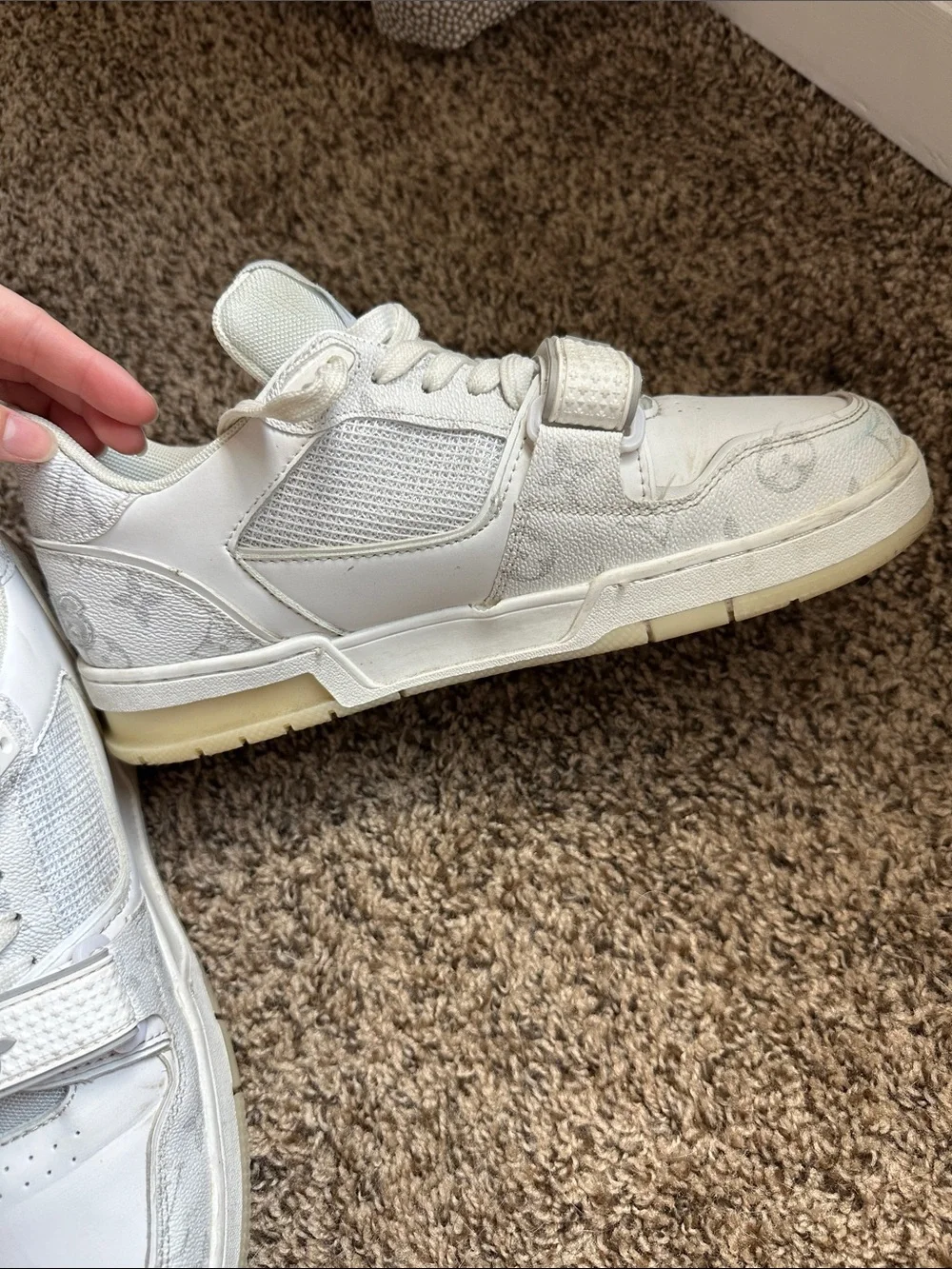 Louis Vuitton White Leather Strap Sneakers - Picture 3 of 6